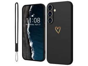 OLV for Samsung Galaxy A34 5G Case Silicone with Gold Love Heart, Mobile Phone Case Samsung Galaxy A34 5G Thin Case Slim Scratch-Resistant All-Round Protection Protective Case for Samsung Galaxy A34 5G