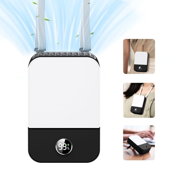 OLV Portable Neck Fan Rechargeable, Mini Fan Handheld with Waist Clip 3 Speed Adjustable, Leafless Personal Fan for Home Office Outdoor Travel